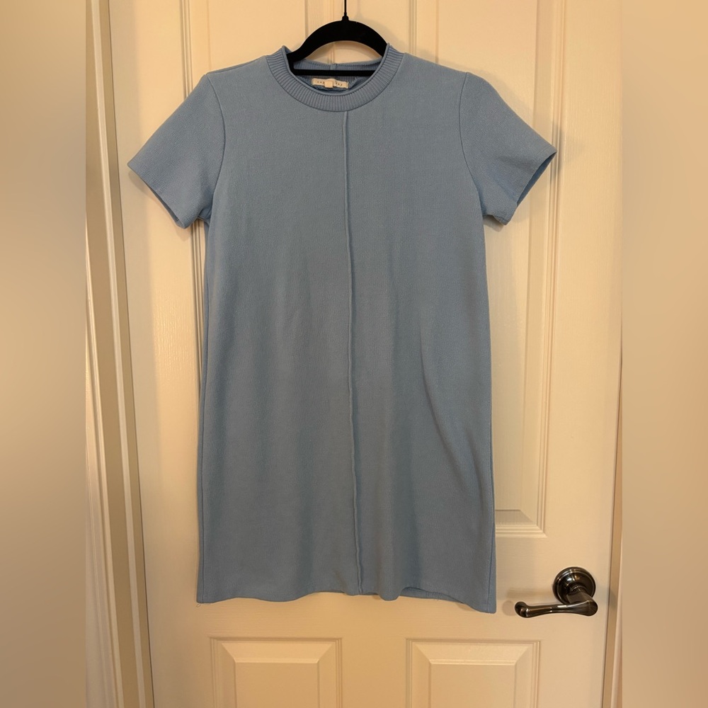Copper Key Light Blue Knit Short Sleeve Shift Dress